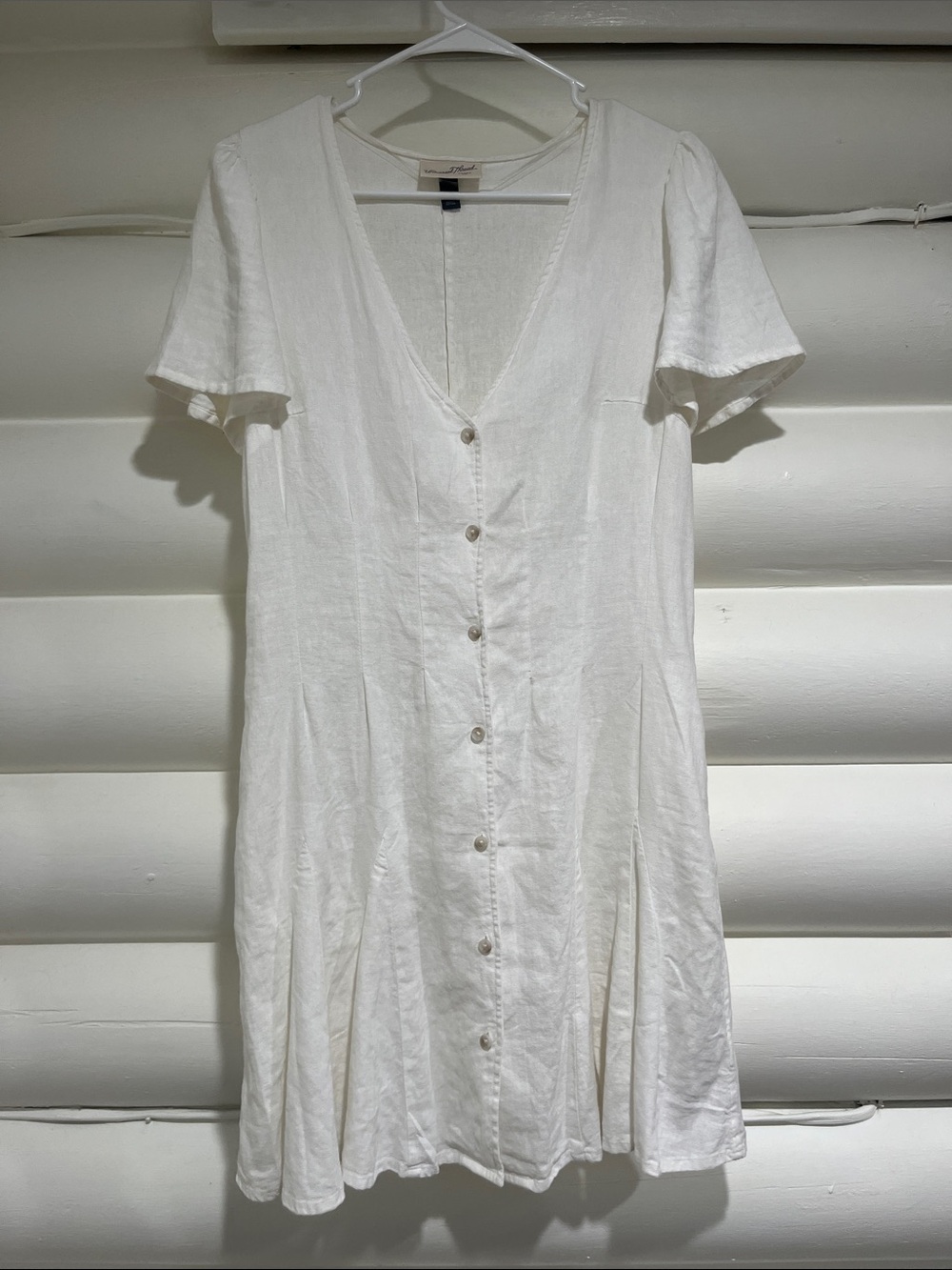 Universal Thread White V-Neck Button Front Mini Dress